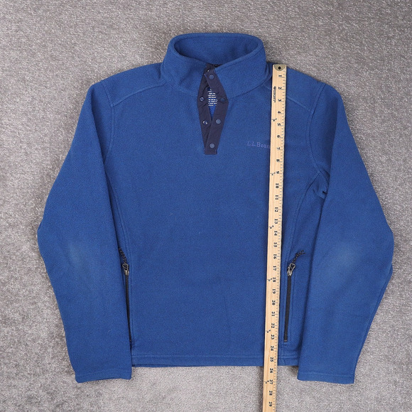 L.L.Bean Polartec Fleece Large Blue Long Sleeve 1/4 Snap Pullover Sweatshirt - Picture 3 of 12